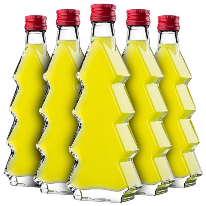 Butelka KADAX szklana choinka 200ml z czerowną zakrętką 10 szt.