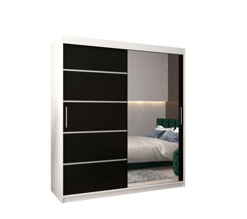 Szafa przesuwna Garderoba Abiks Verona 2 180 biały + czarny 1 szt.