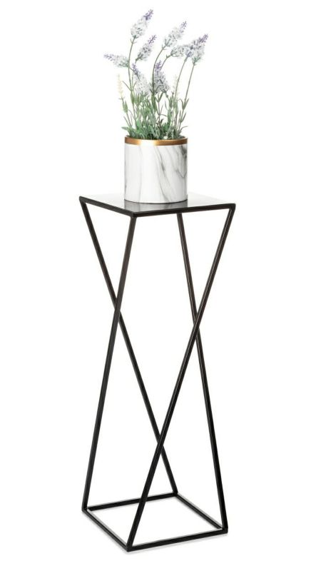 Kwietnik Stojący HowHomely Metalowy Czarny 24x70 cm