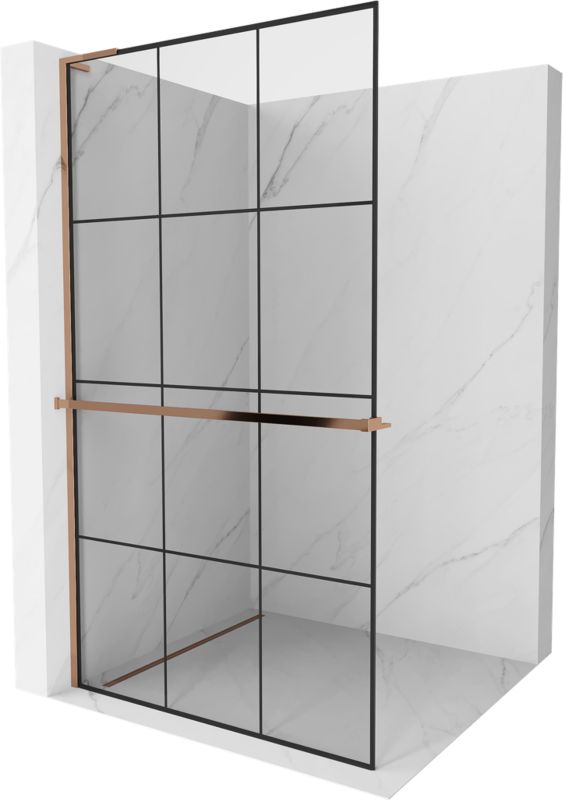 Ścianka prysznicowa Mexen Kioto+ L czarny wzór/różowe złoto 100 x 200 cm 800-100-123-60-77 1 szt.