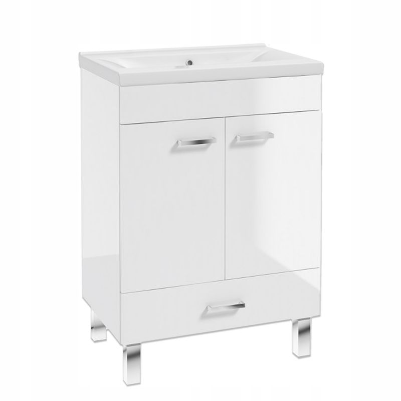 Szafka łazienkowa z umywalką 50 slim cała połysk