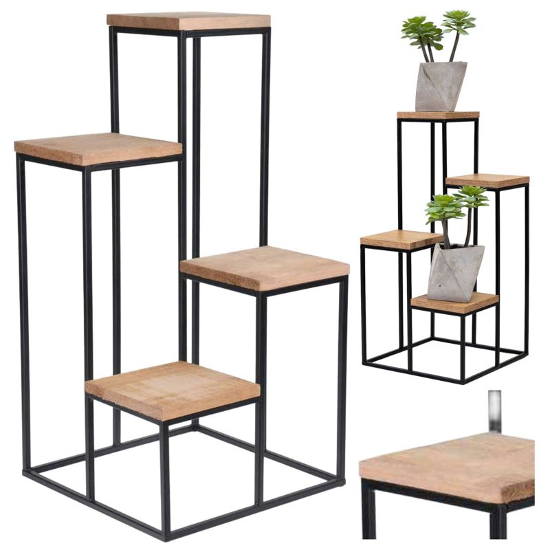 Kwietnik Stojący ProGarden Metalowy Czarny 34x68 cm