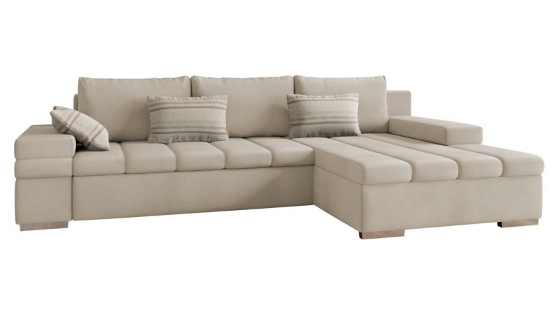 Narożnik z funkcją spania MIRJAN 24 Bangkok prawy jasnobeżowy/kość słoniowa/beżowe paski 1 szt.