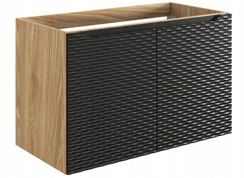 Szafka łazienkowa Furnidea 90 cm wisząca 2 drzwi czarna front 3D Ocean 1 szt.