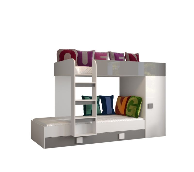 Łóżko piętrowe Antresola Abiks TOLEDO 2 biały + szary 1 szt.