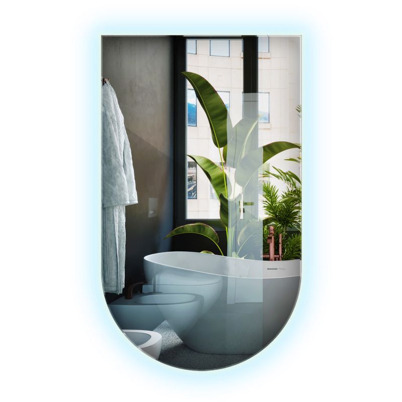 Duże Lustro nad Umywalkę do Łazienki Wallfluent 60 x 100 cm Zimne oświetlenie 1 szt.