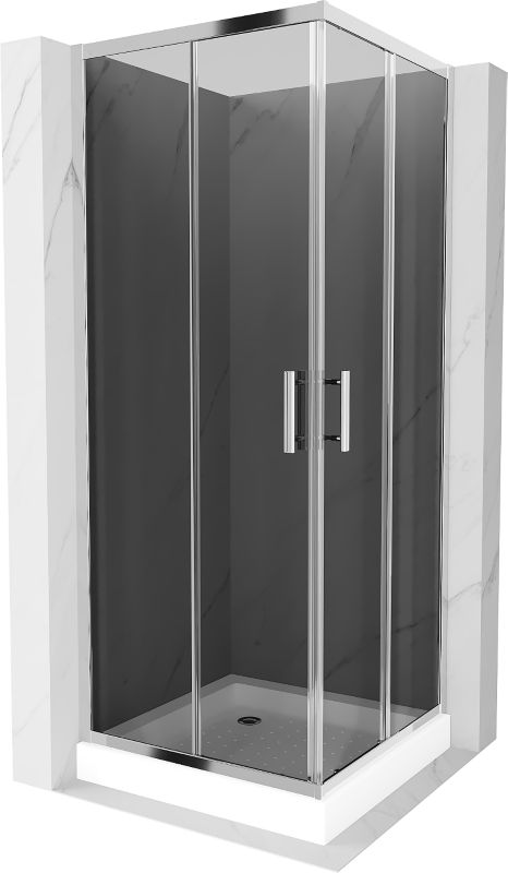 Kabina prysznicowa Mexen Rio kwadratowa 80 x 80 cm grafit chrom + brodzik Rio biały