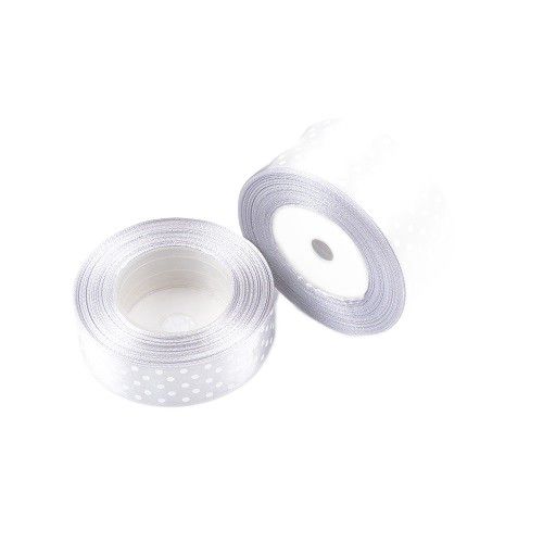 Wstążka satynowa Neopak Tasiemka Srebrna Kropki 38mm 22m 1 szt.