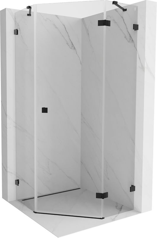 Kabina prysznicowa Mexen Lunar pięciokątna uchylna prawa 80 x 80 cm transparent czarna 1 szt.