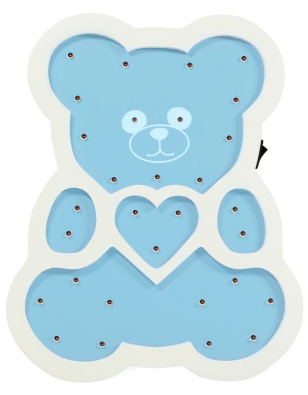 Lampka nocna Sanico Goldlux LED MIŚ Niebieski na baterie drewniany - 1 szt.