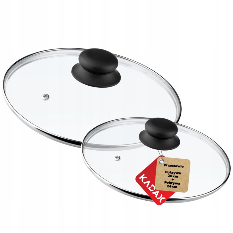 Pokrywka KADAX Szklana Do Garnka Patelni 20cm + 24cm 2 szt.