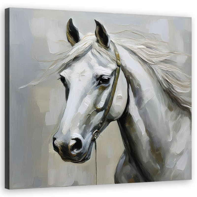 Obraz do salonu sypialni Feeby Biały Koń Zwierzęta 40x40 cm 1szt