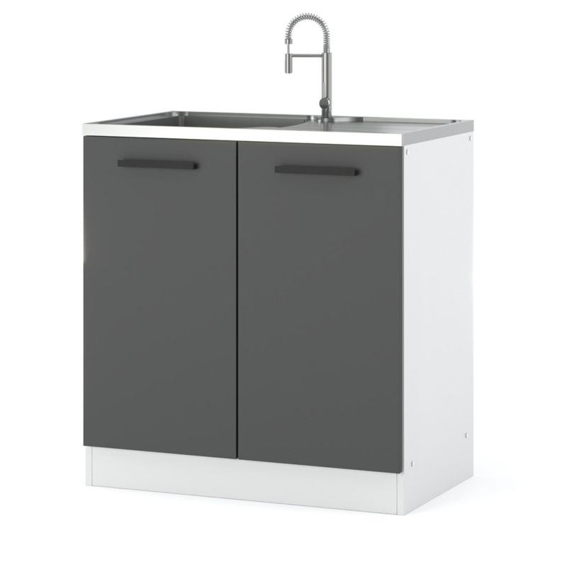 Szafka Kuchenna Hurtownia-Mebli Stojąca Pod zlewozmywak Blanka dolna D80 zlew 80cm Biały Mat Szary Mat 80x47x82.2 cm 1szt.