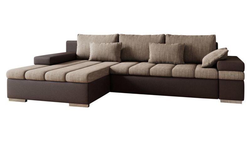 Narożnik z funkcją spania MIRJAN 24 Bangkok lewy orzechowa ekoskóra/beżowobrązowa plecionka 1 szt.