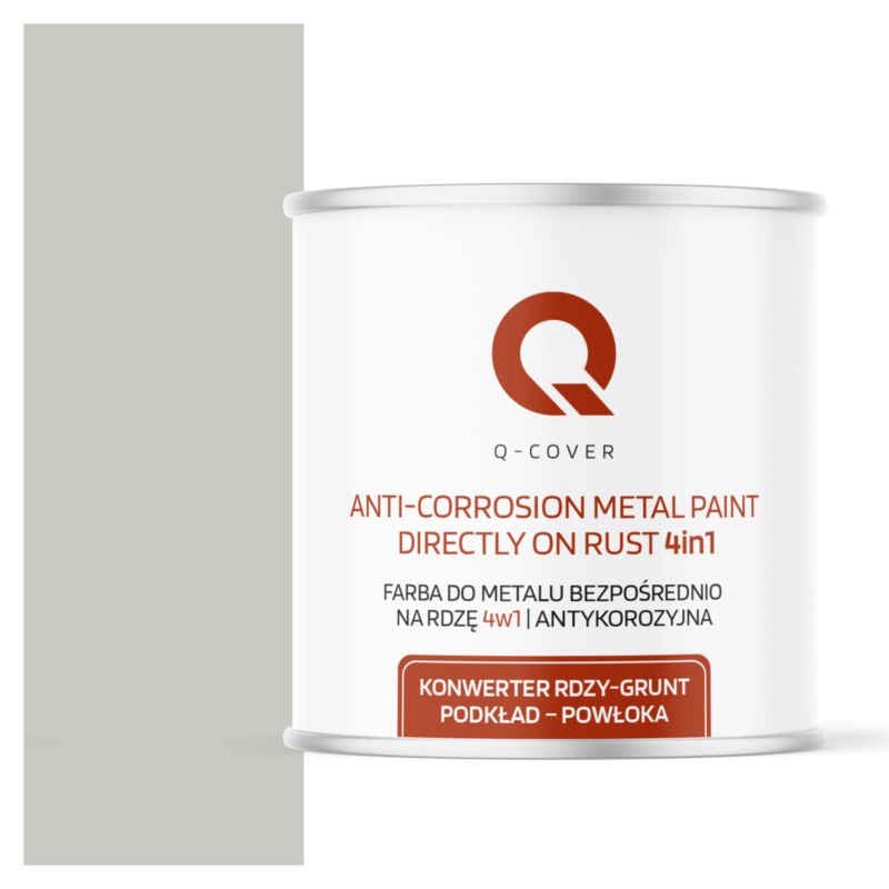 Farba do Metalu Prosto na Rdzę 4w1 Q-Cover Biały papirus RAL9018 Wysoki Połysk 2.5L