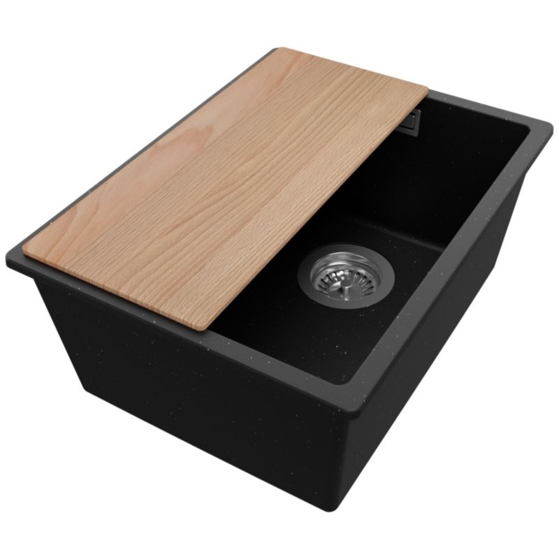 Zlewozmywak Londyn Slim PRIMAGRAN Nablatowy 36x47cm do szafki od 40cm z Syfonem i Dodatkiem Czarny Metalik 1 szt.