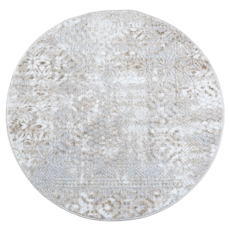 Dywan okrągły 120 cm nowoczesny Wenecja e-floor ornament beżowy 1 szt