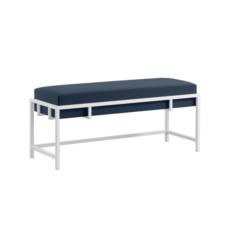 Ławka tapicerowana Bettso Lamo 80 cm nowoczesna w tkaninie royal velvet na białym stelażu granatowy 1szt.