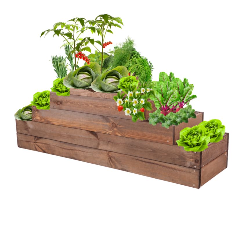 Skrzynia warzywna MODO24 kaskadowa 45x117x30 cm brązowe impregnowane drewno 1 szt