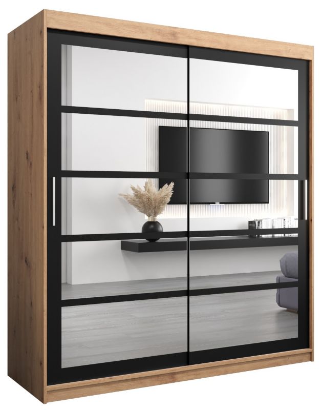 Szafa przesuwna Abiks ROMA 2 180 artisan + czarny mat 1 szt.