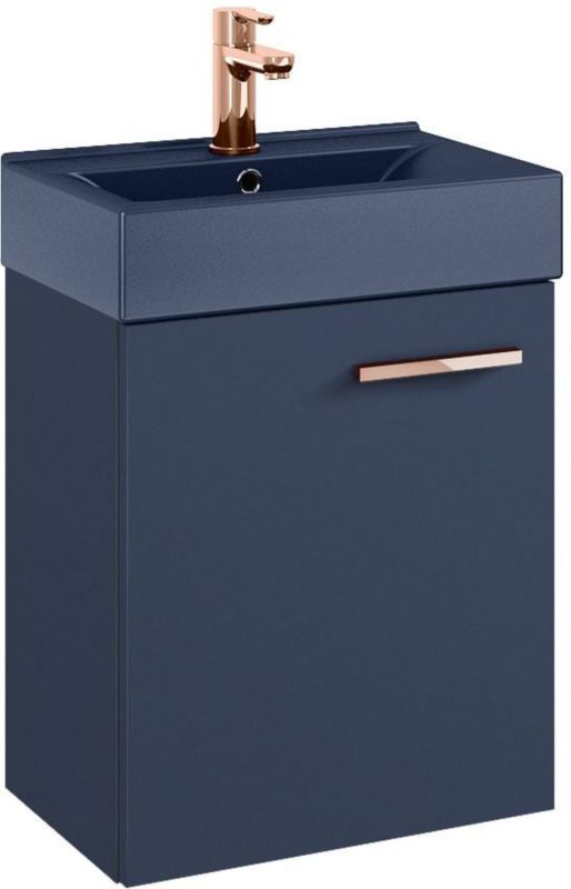 Szafka łazienkowa z umywalką Elita Tiny 45 cm, granatowy mat, soft-close, uchwyt złoto, 1 szt.