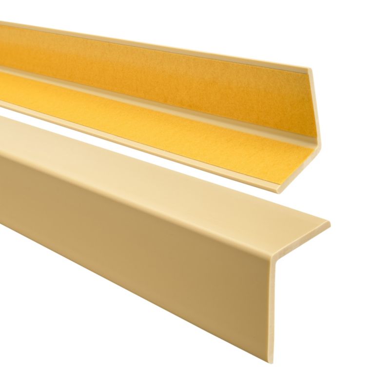 Kątownik miękki PCV 40x40mm, QUEST samoprzylepny, ochronny profil L kątowy, narożnik odbojnikowy z klejem, KM, krem, 1.65m