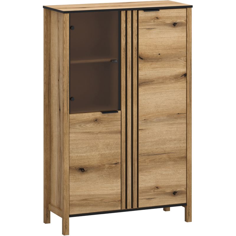 Witryna Niska VERVE Mebel Elite Przeszklona do Salonu 99 cm Dąb Evok 1 szt.