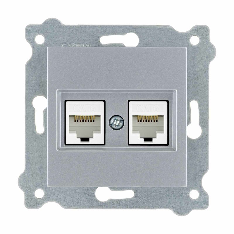 Gniazdo EXEN podwójne komputerowe kat.6 Srebrny 1 szt.