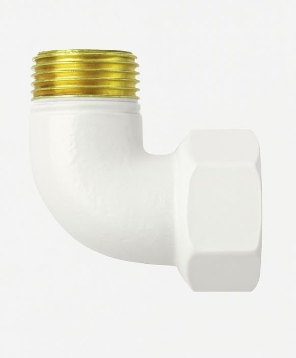 Kolano 90° GW 1/2" x GZ 1/2" białe