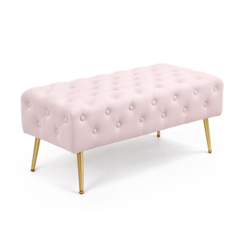 Ławka tapicerowana pufa welurowa pikowana AKORD 100 cm MONACO Pudrowy Róż 1 szt.