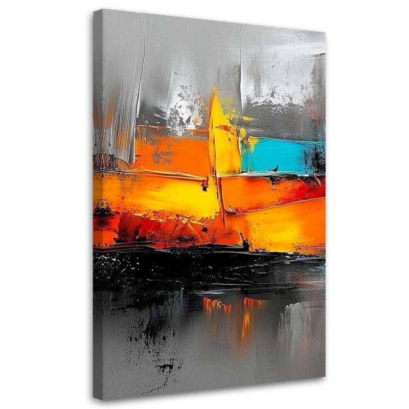 Obraz na płótnie Feeby Abstrakcja Kolorowa na szarym tle 70x100cm 1szt