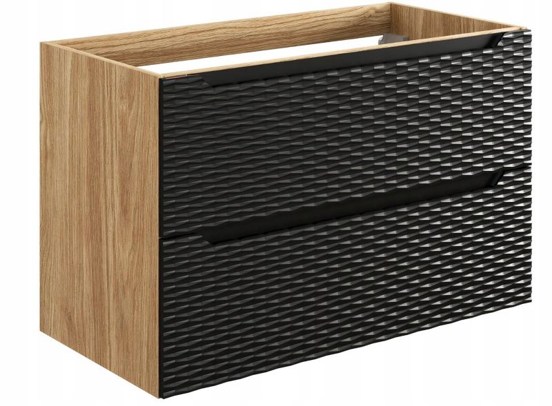 Szafka łazienkowa Furnidea 90 cm wisząca 2 szuflady czarna front 3D Ocean 1 szt.