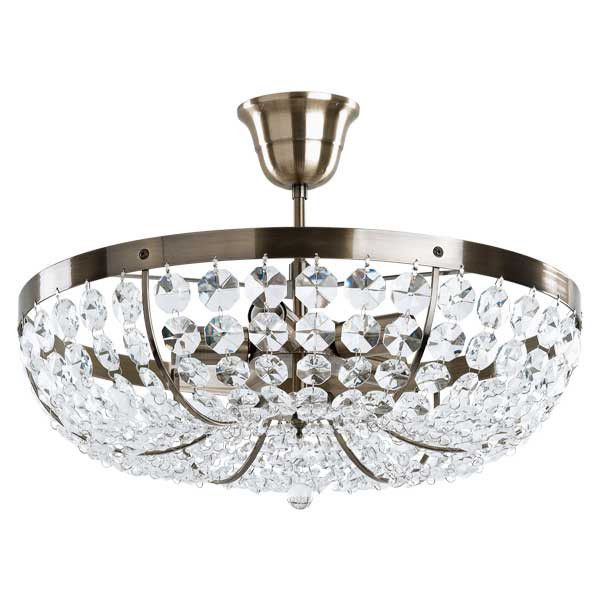 Lampa sufitowa wisząca Alfa Luxor Patin 6969 patyna-stare złoto-przezroczysty kryształowa 5xE14 x 10W 1 szt.