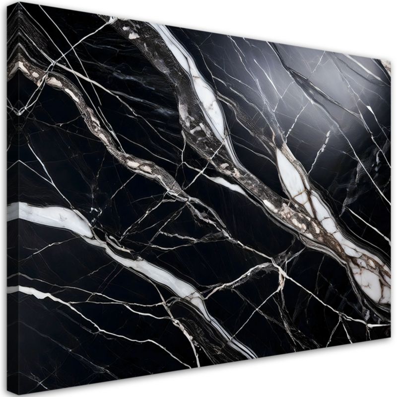 Obraz na płótnie Feeby Czarno Biały Marmur Kamień 60x40cm 1szt