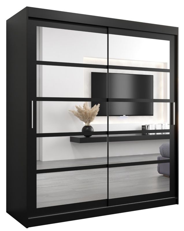 Szafa przesuwna Abiks ROMA 2 180 czarny mat + czarny mat 1 szt.