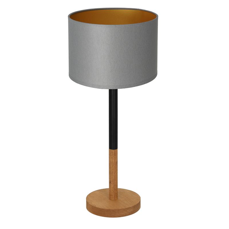 Lampa stołowa Luminex Table Lamps szaro-czarno-drewniana drewniana 1 x E27 x 15W IP20 wym: 56 x 25 x 25 cm drewno - 1 szt.