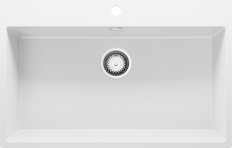 Zlewozmywak Ryga PRIMAGRAN Nablatowy 78x50cm do szafki od 80cm, Biały + Syfon, S396, 1 szt.