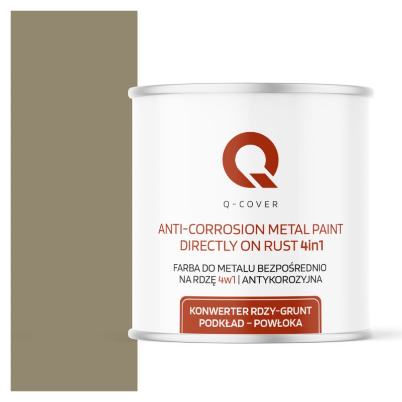 Farba do Metalu Prosto na Rdzę 4w1 Q-Cover Szaro-żółty RAL7034 Satyna 2.5L