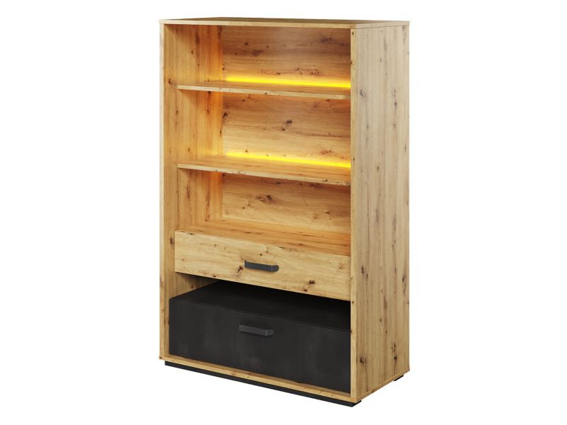 Regał MIRJAN 24 2S Qubic QB06 dąb artisan/raw steel 1 szt.