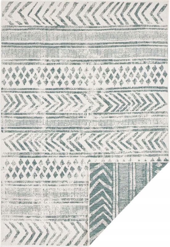 Dywan Northrugs na taras 80x150cm ,zielono kremowy dwustronny, sznurkowy płasko tkany 1 szt.