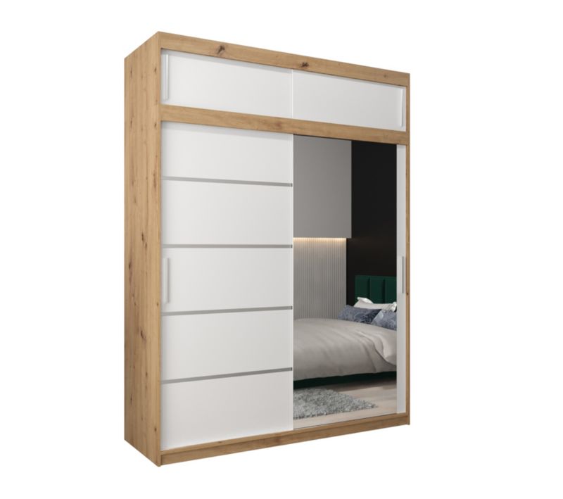 Szafa przesuwna Abiks Verona 2 180 artisan + biały z nadstawką 1 szt.