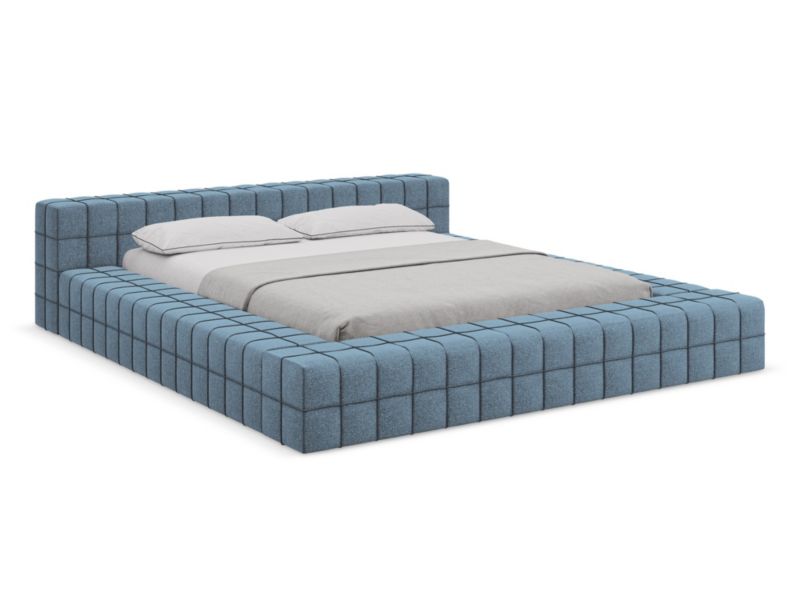 Łóżko LaMiaSofa Akela z tkaniny szenilowej 140x200 jeans 1 szt.