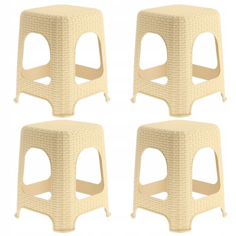 Taboret KADAX Stołek Kuchenny Rattan Beżowy 4 szt.