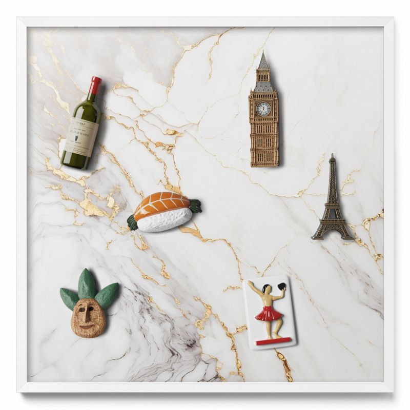 Tablica na notatki Tulup 50x50 cm Stylowy kamień marmur w białej ramie 1 szt.