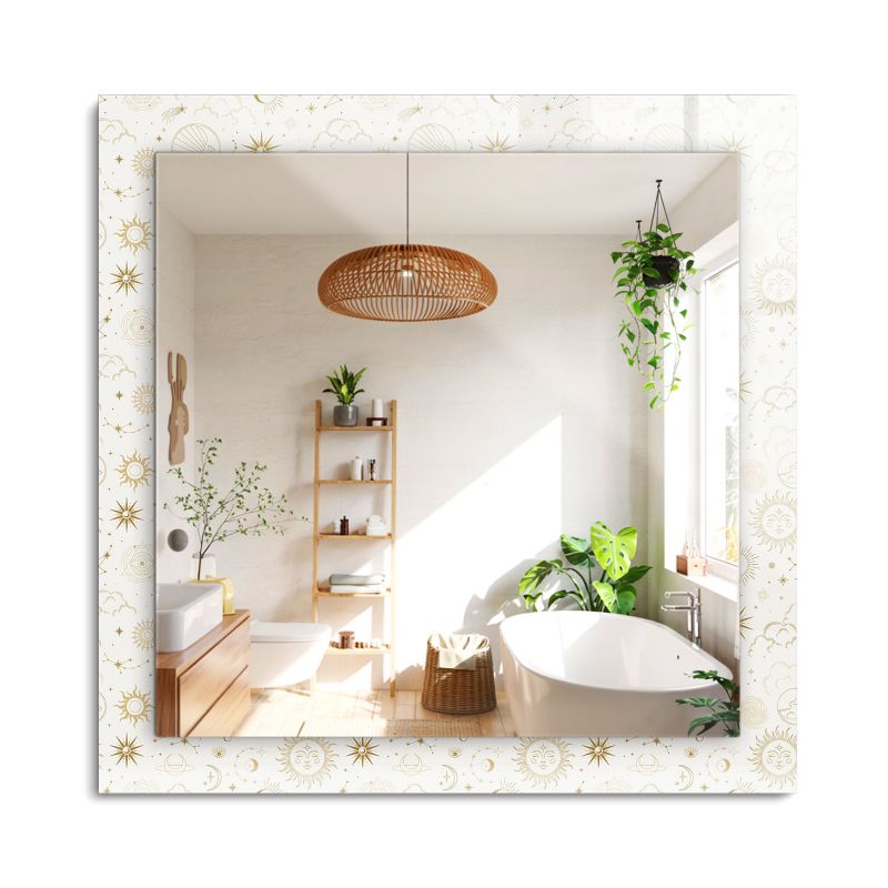 Lustro Kwadratowe ArtPrintCave 60x60 cm Słońce księżyc gwiazdy Ścienne Dekoracyjne do Salonu 1 szt.