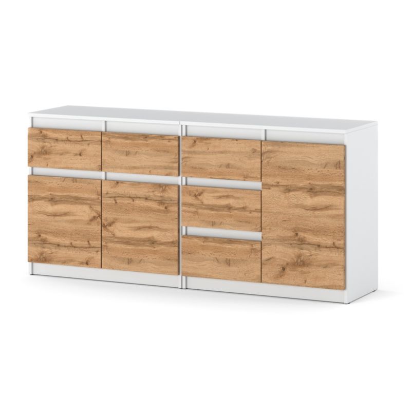 Komoda Hurtownia-Mebli Szuflady 5 Agnolia Mini 160cm Biały Mat Dąb Wotan 160x35x75 cm 1szt.