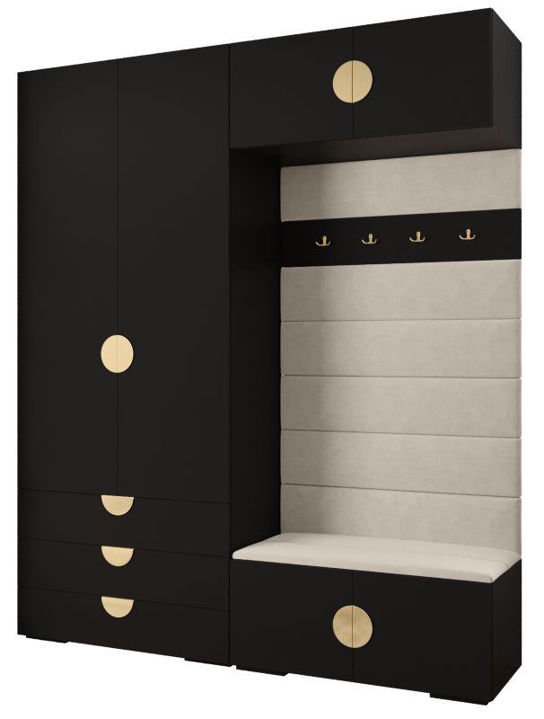 Garderoba do przedpokoju Abiks INOVA 4 Z12 czarny+złoty+manila02 1 szt.