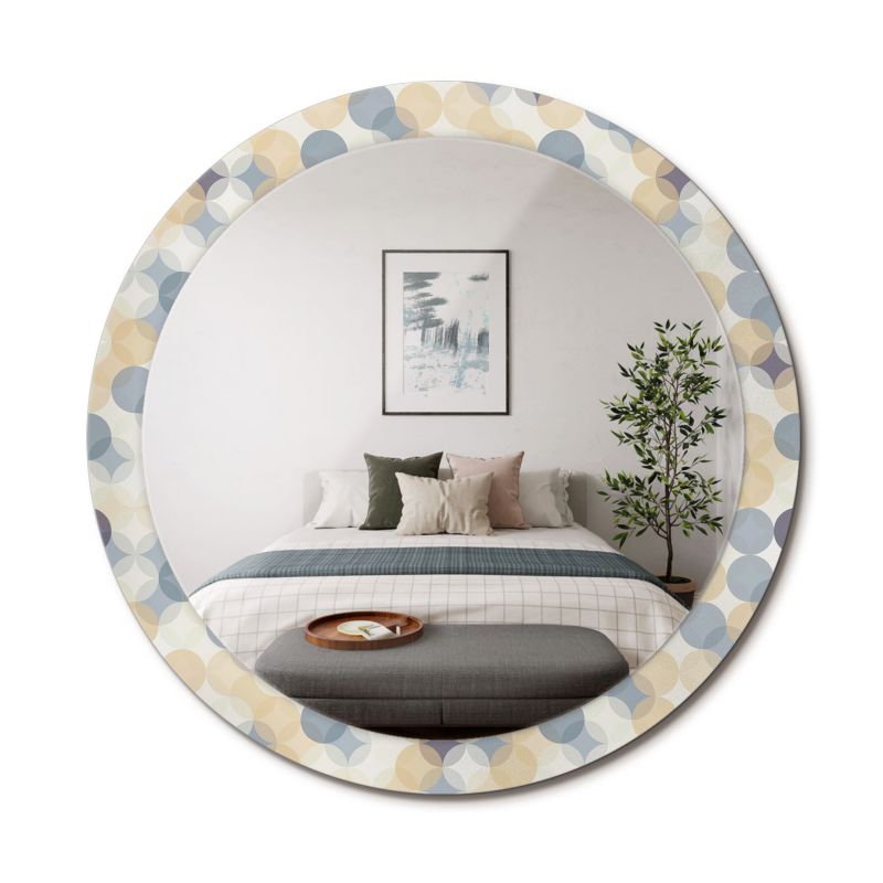 Lustro Dekoracyjne Okrągłe ArtPrintCave 90 cm Geometryczne Koła Elegancka Szklana Rama do Małych Pomieszczeń 1 szt.