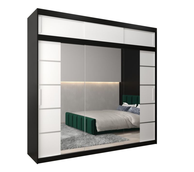 Szafa przesuwna Abiks Verona 4 250 czarny + biały z nadstawką 1 szt.