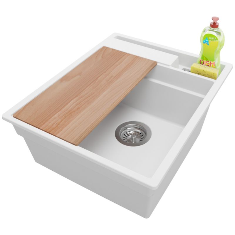 Zlewozmywak Oslo Pocket PRIMAGRAN Nablatowy 43x53cm do szafki od 45cm z Syfonem i Dodatkiem Biały 1 szt.